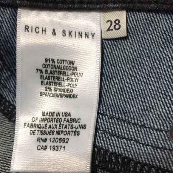 RICH & SKINNY Black & Blue Skinny Jeans 28 (31”) - Picture 7 of 8